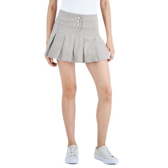 Vanilla Star Khaki Pleated Micro Mini Skort - Picture 1 of 4